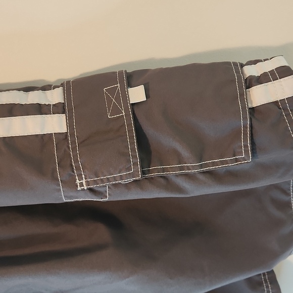 Kanu Surf Board Shorts Gray Swim Beach Cargo Pockets Lined Drawstring Men's L - Picture 8 of 10